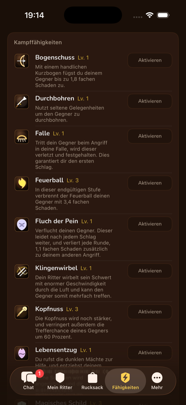 Fähigkeiten aktivieren